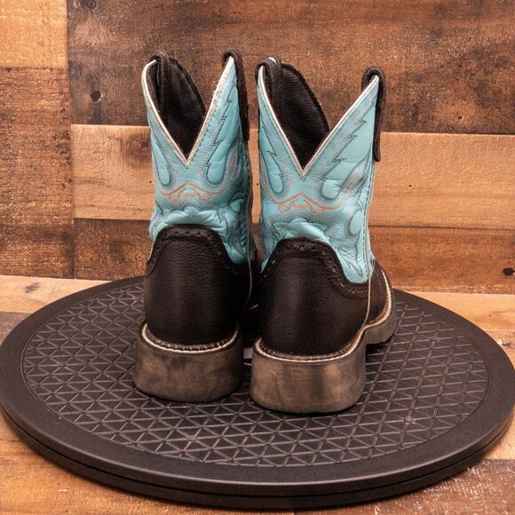 JUSTIN GYPSY WOMENS COWGIRL BOOTS BLACK TEAL LEATHER FARM RANCH COWBOY SIZE 7B - Picture 7 of 9